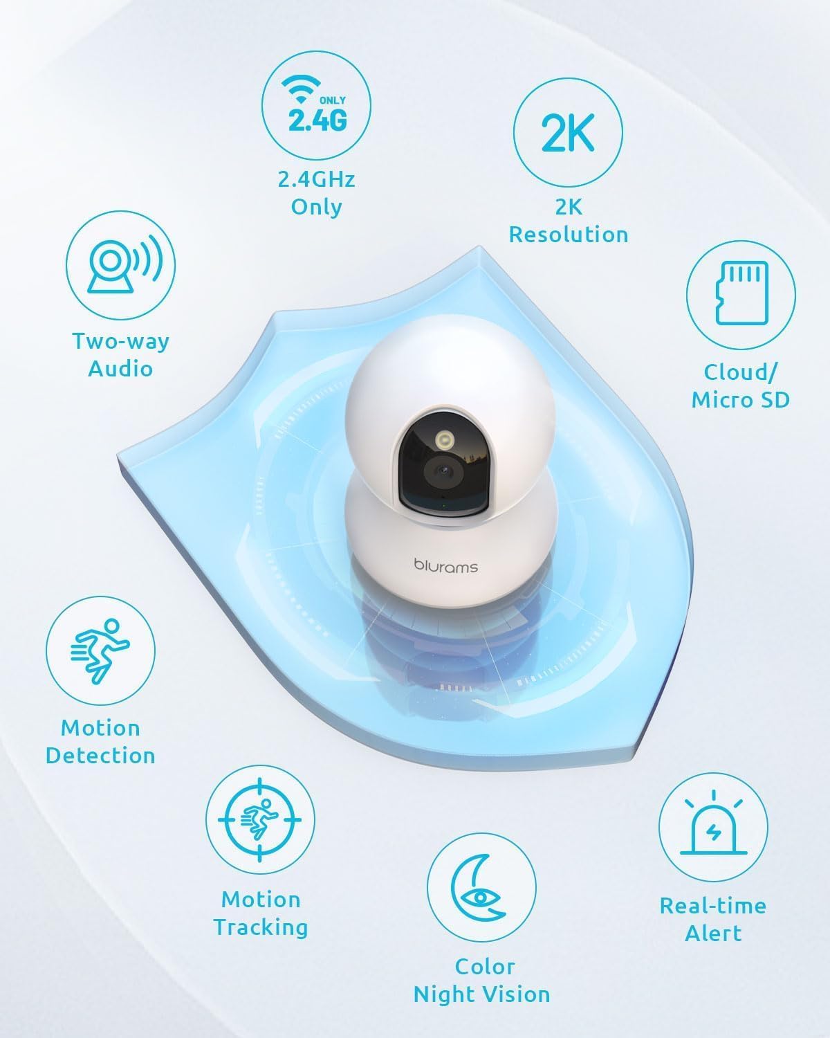 Advanced 2K Pet Camera with 360° Coverage, Color Night Vision, Motion Tracking, and Two-Way Talk - Perfect for Home Security and Monitoring Your Furry Friends!