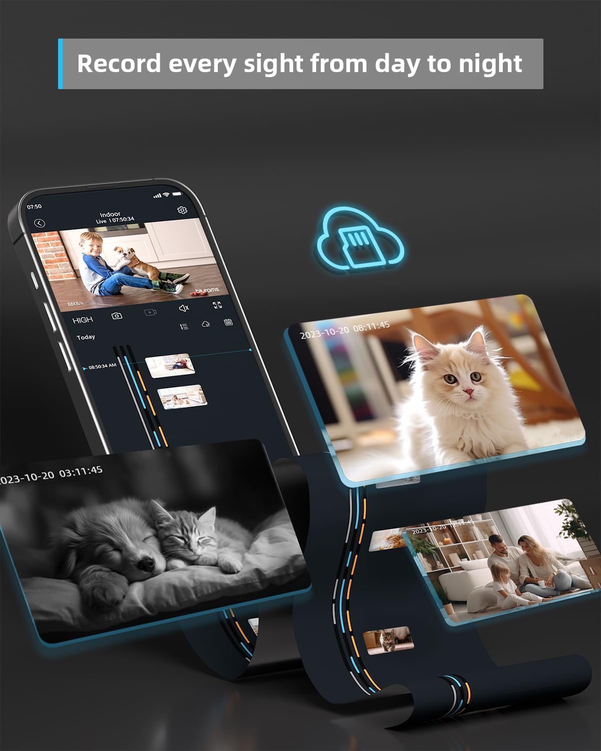Advanced 2K Pet Camera with 360° Coverage, Color Night Vision, Motion Tracking, and Two-Way Talk - Perfect for Home Security and Monitoring Your Furry Friends!