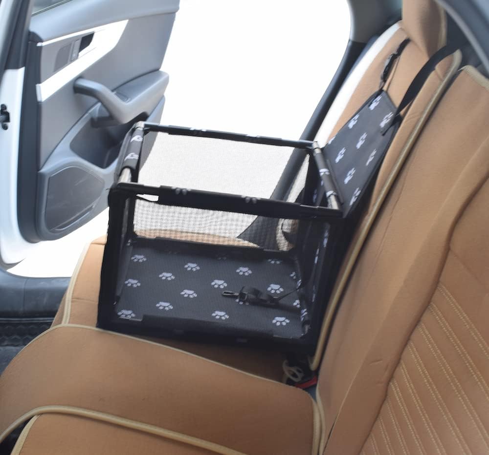 Premium Waterproof Dog Car Seat Booster - Safe and Comfortable Travel Carrier for Small Pets (Black, Standard 40x40cm)