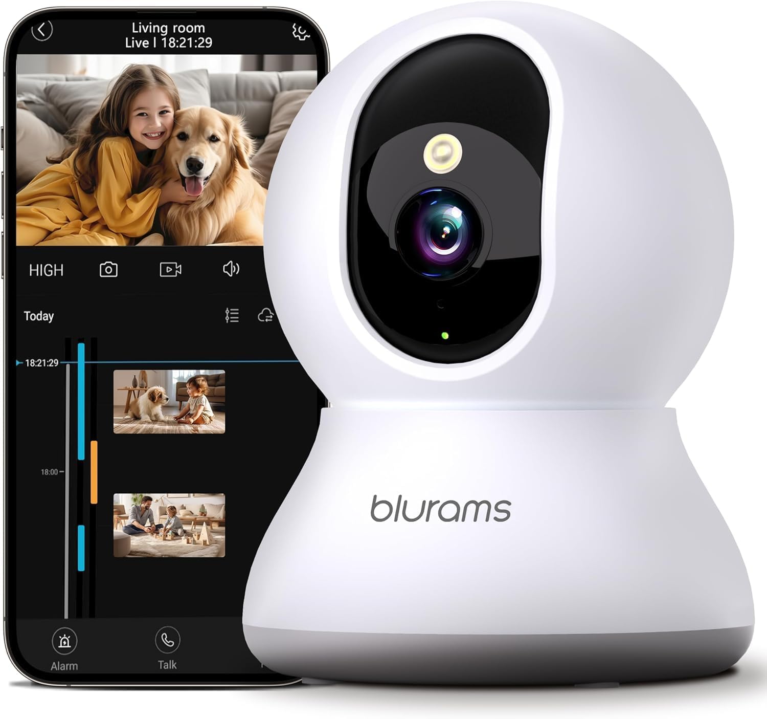 Advanced 2K Pet Camera with 360° Coverage, Color Night Vision, Motion Tracking, and Two-Way Talk - Perfect for Home Security and Monitoring Your Furry Friends!