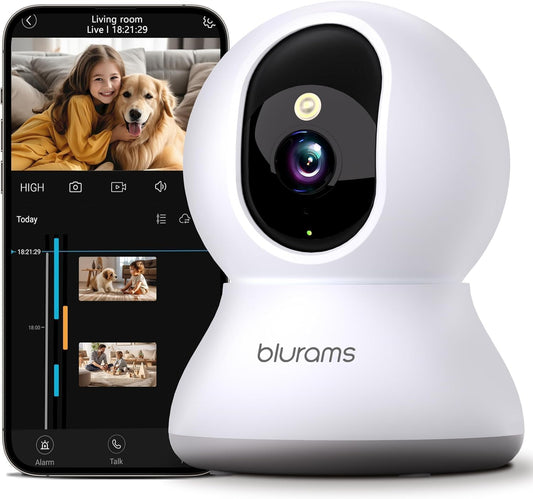 Advanced 2K Pet Camera with 360° Coverage, Color Night Vision, Motion Tracking, and Two-Way Talk - Perfect for Home Security and Monitoring Your Furry Friends!