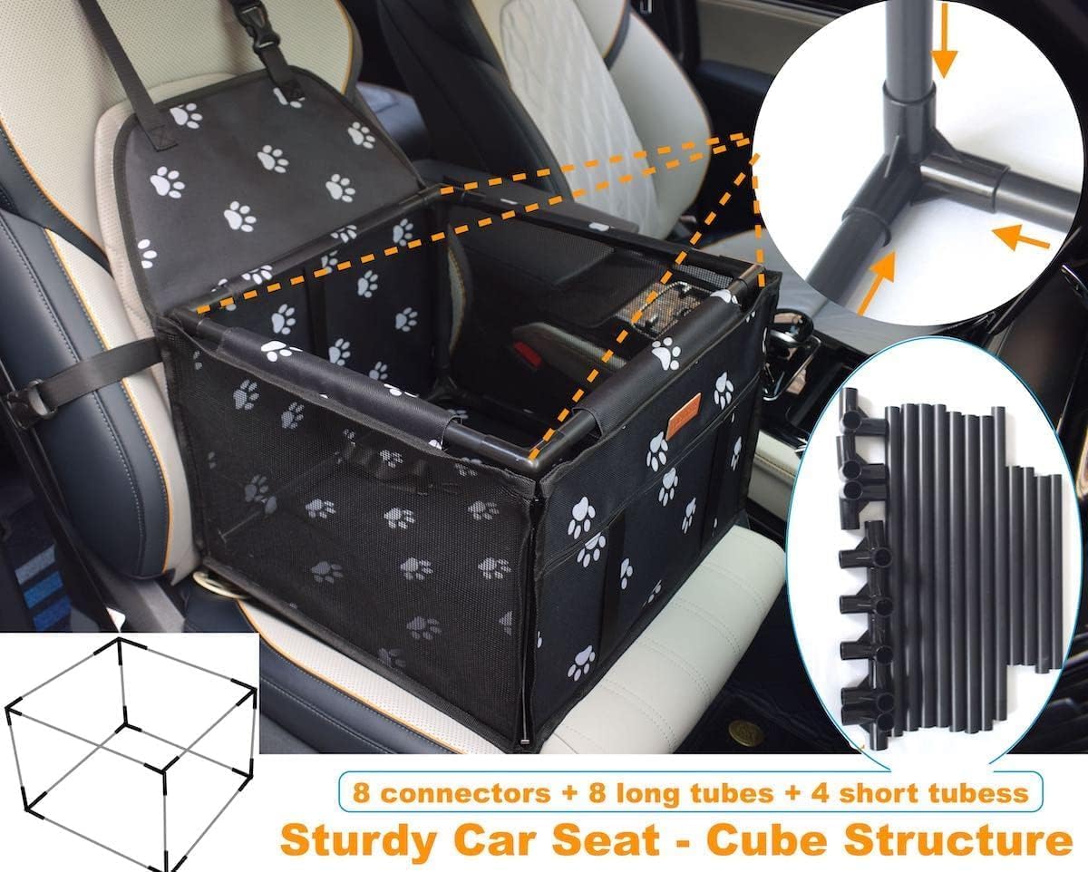 Premium Waterproof Dog Car Seat Booster - Safe and Comfortable Travel Carrier for Small Pets (Black, Standard 40x40cm)