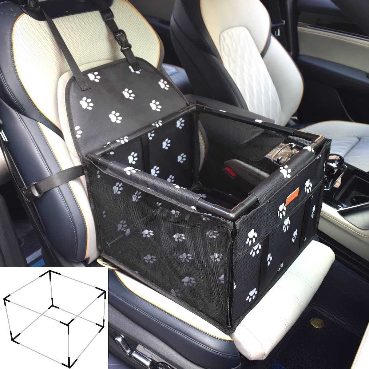 Premium Waterproof Dog Car Seat Booster - Safe and Comfortable Travel Carrier for Small Pets (Black, Standard 40x40cm)