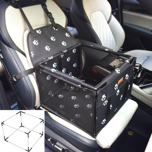 Premium Waterproof Dog Car Seat Booster - Safe and Comfortable Travel Carrier for Small Pets (Black, Standard 40x40cm)